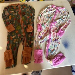 2 Little Sleepies Kids Pajamas - Green and Pink